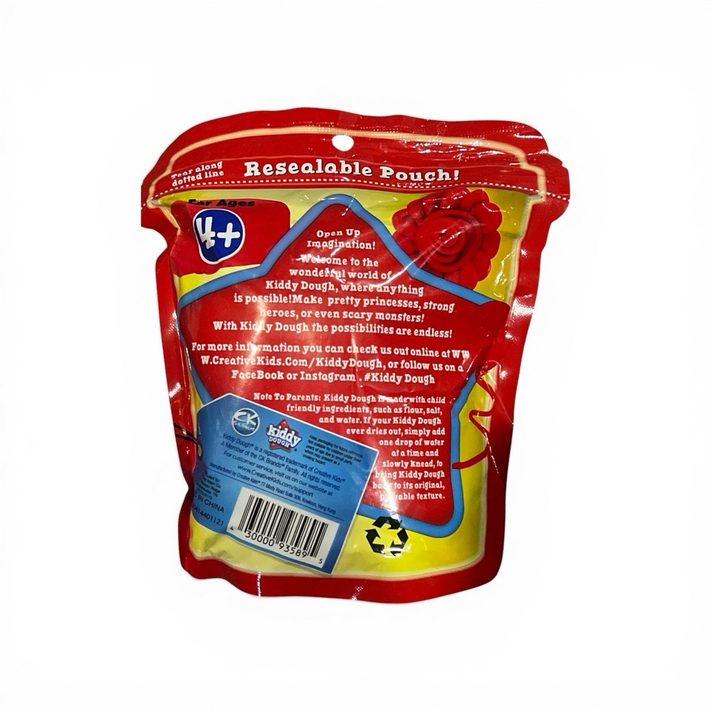 Kiddy Dough Red Play Pouch 8oz with Surprise Tool