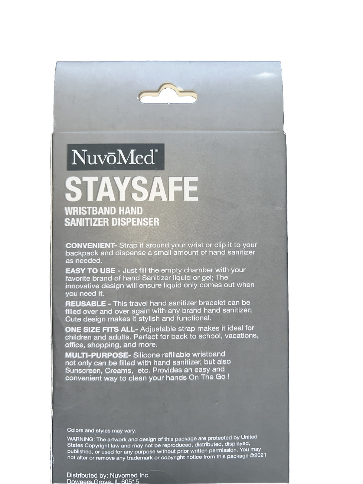 Hand Sanitizer Wristband – Light Blue Portable by Nuvomed