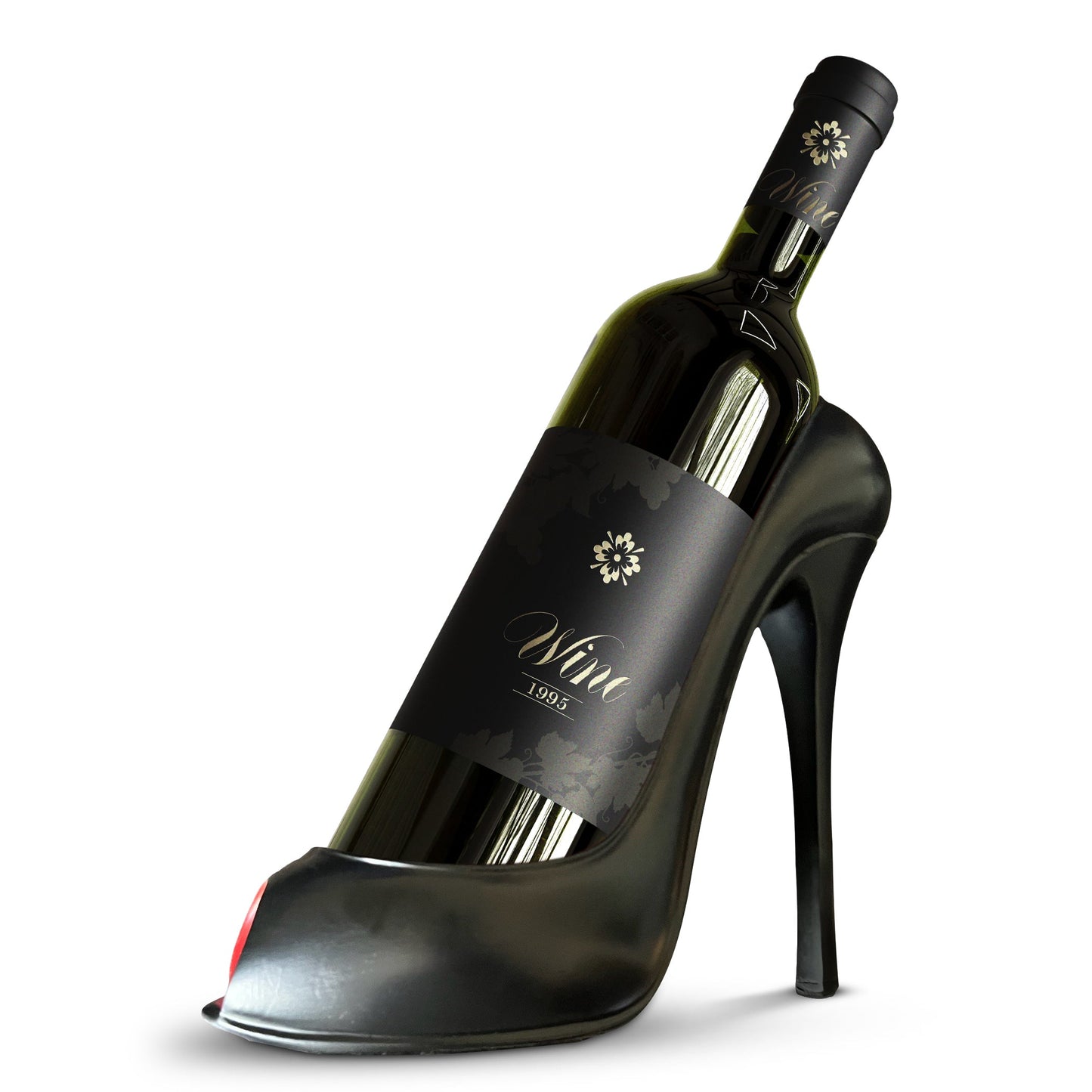 Trovety High Heel Shoe Wine Rack Holder Black Red Decorative Wine Bottle Display Stand | Bazrify