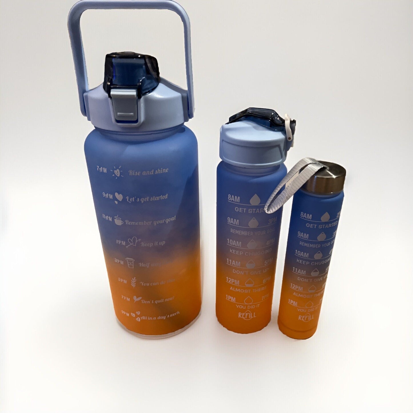 3-in-1 Motivational Fitness Water Bottle BPA-Free Time Marked Gym and Sports Green