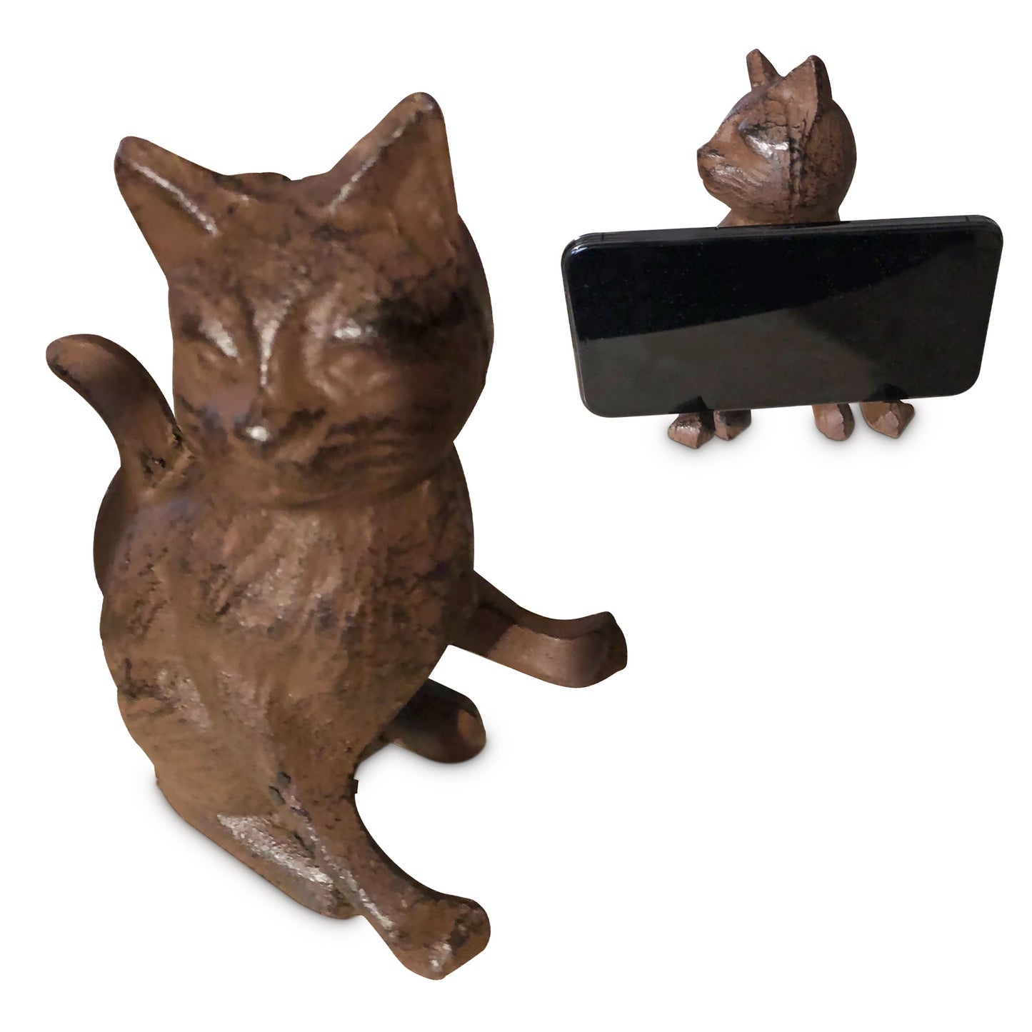 Trovety Bronze Cast Iron Cell Phone Holder Desk Stand 1 Tier Smartphones Tablets | Bazrify