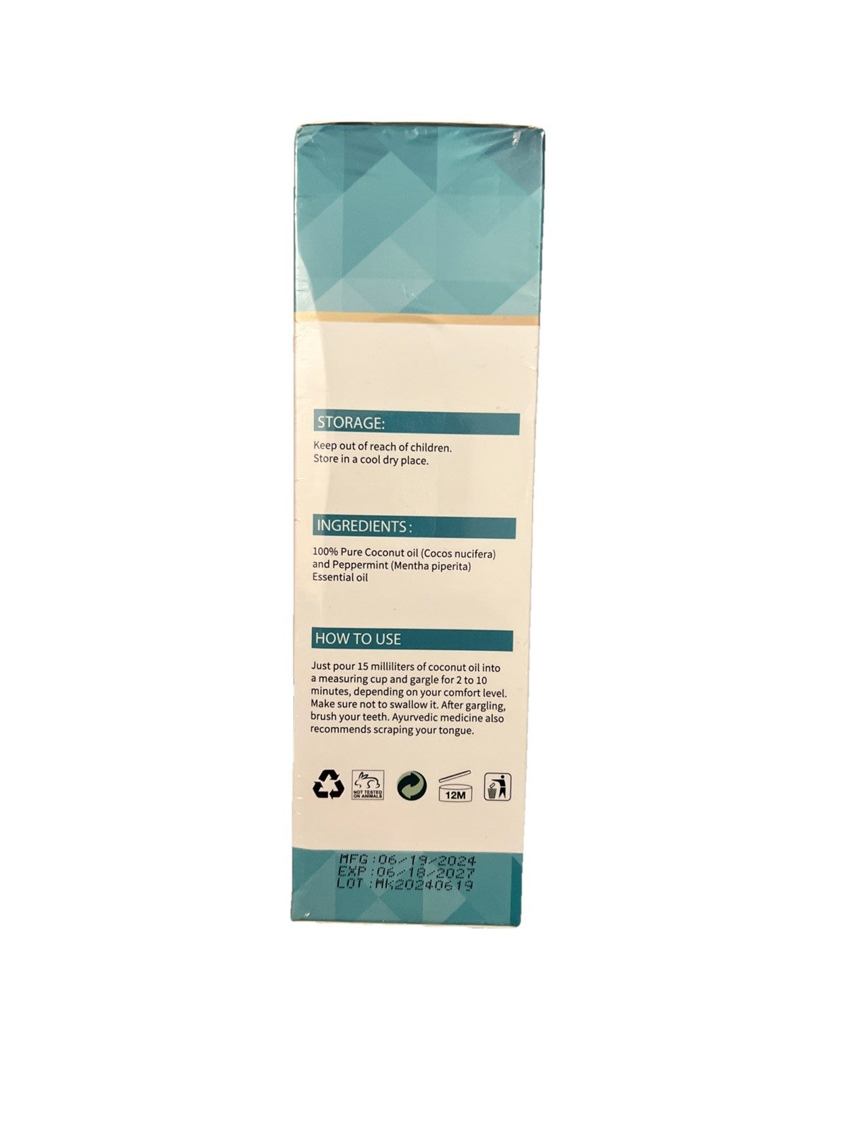 Teeth Whitening Oil Pulling - Coconut & Peppermint Natural