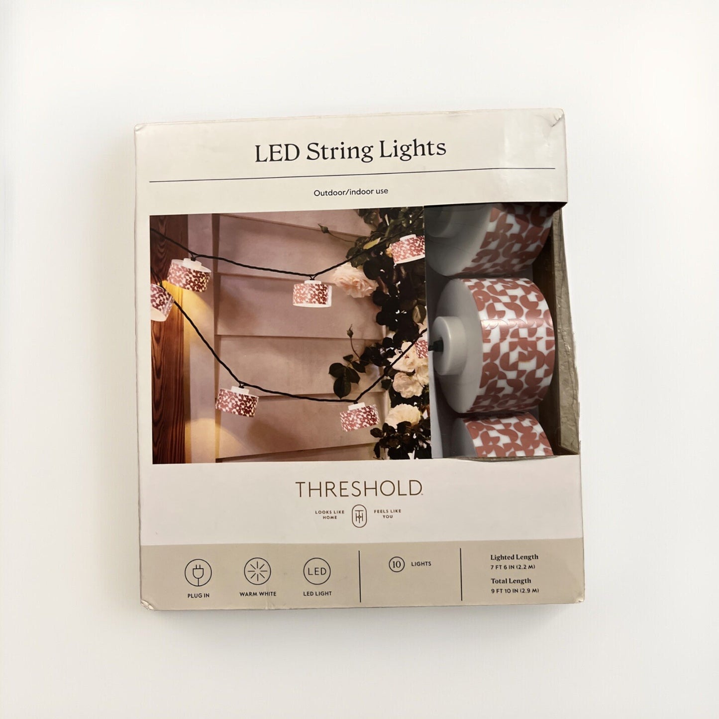 LED String Lights 9FT Warm White Indoor Outdoor - Threshold