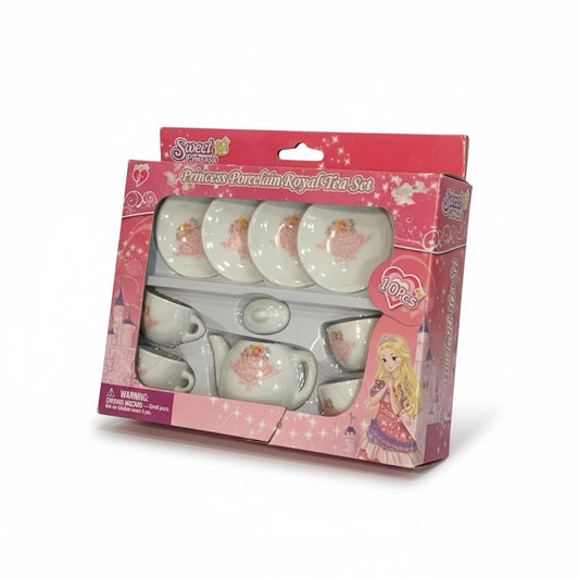 Porcelain Princess Tea Set 10-Piece Kids Pretend Play Toy