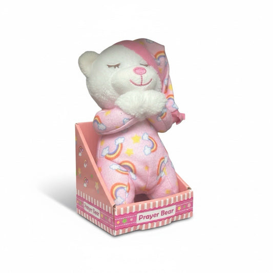 Prayer White Bear Plush Talking Stuffed Animal - Pink