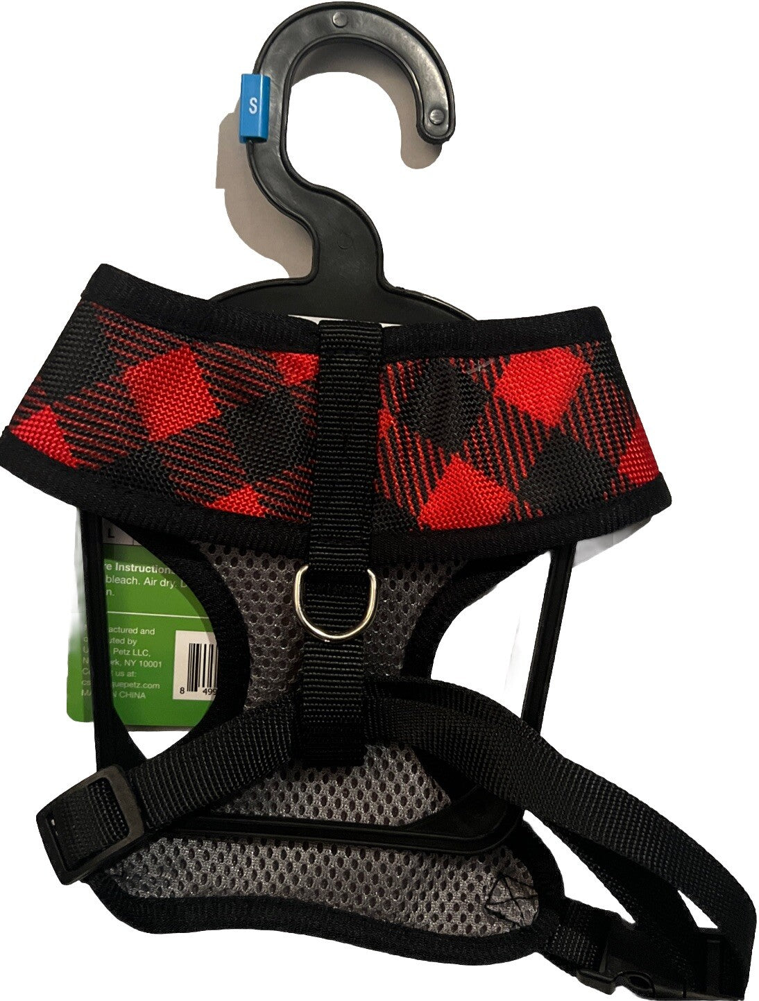Small Dog Harness, Red & Black Checker by Unique Petz