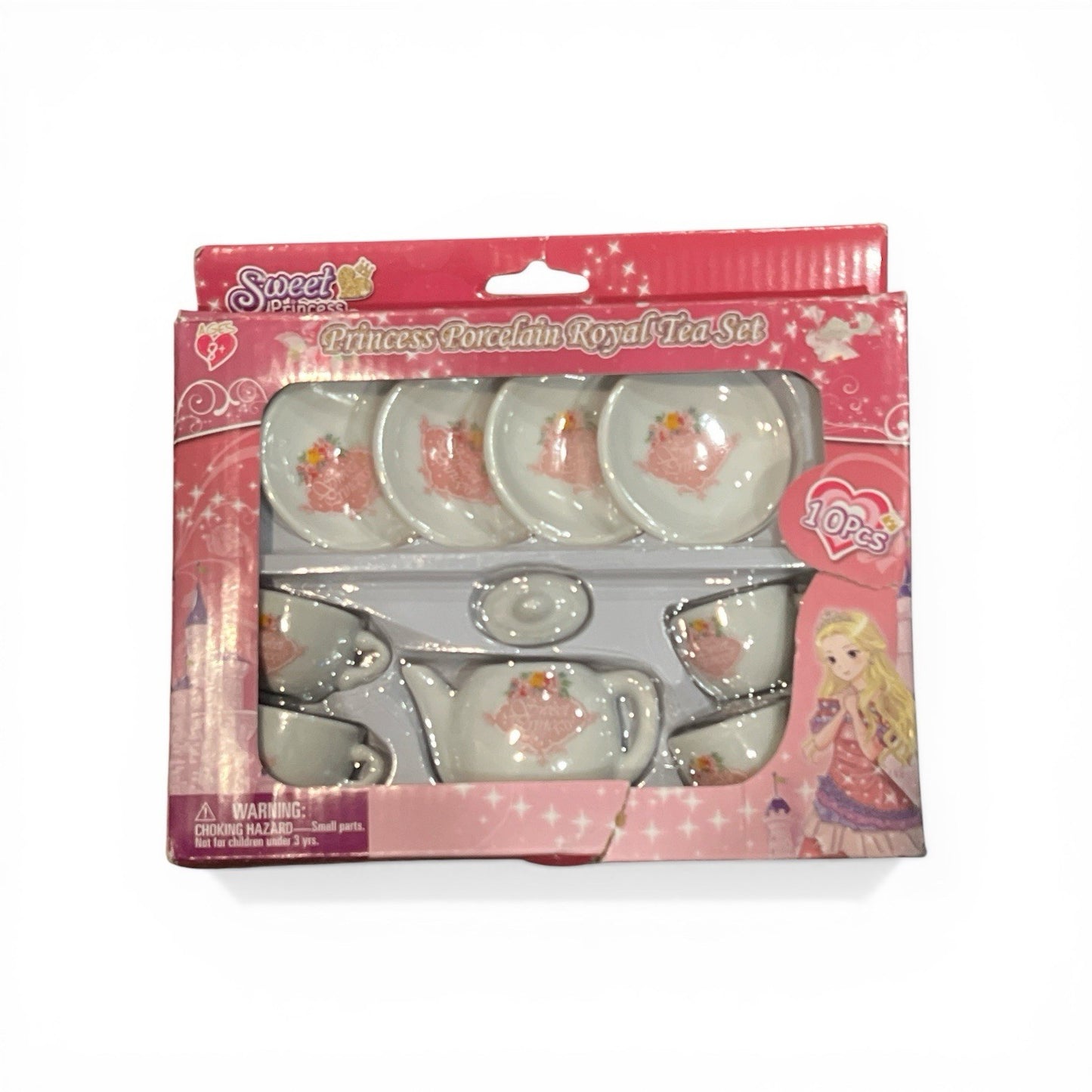 Porcelain Princess Tea Set 10-Piece Kids Pretend Play Toy