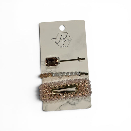Pink Beaded Barrette Pearl Bobby Pin | Hive & Co Hair