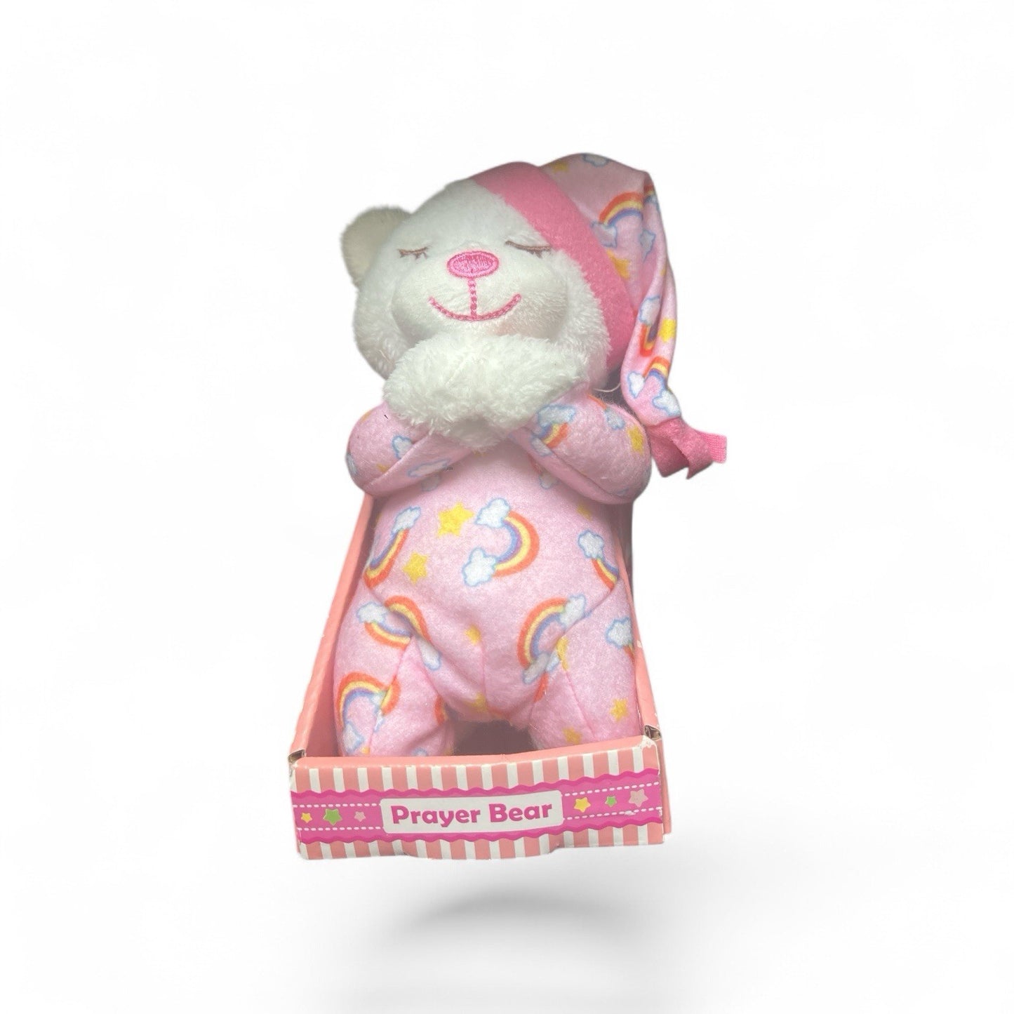 Prayer White Bear Plush Talking Stuffed Animal - Pink