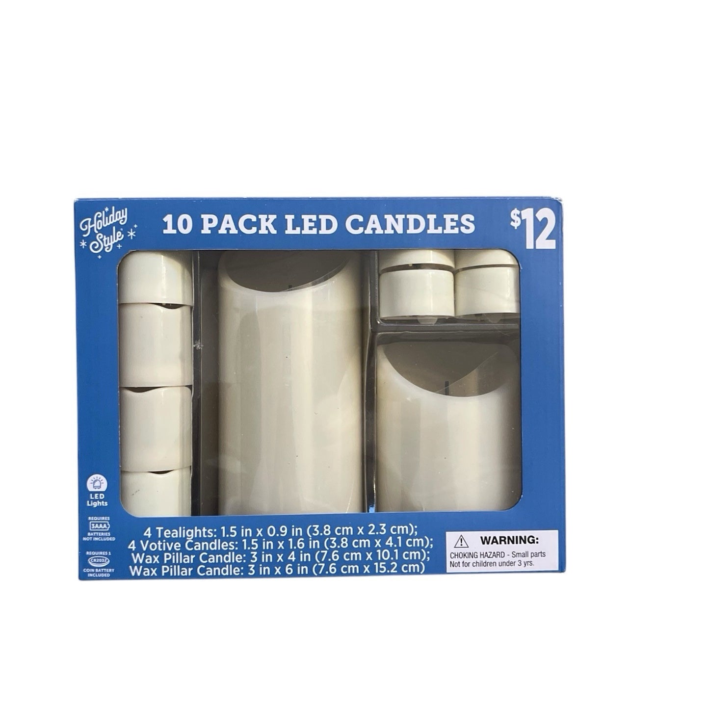 LED Flameless Pillar Candles - Warm White 10-Piece Set