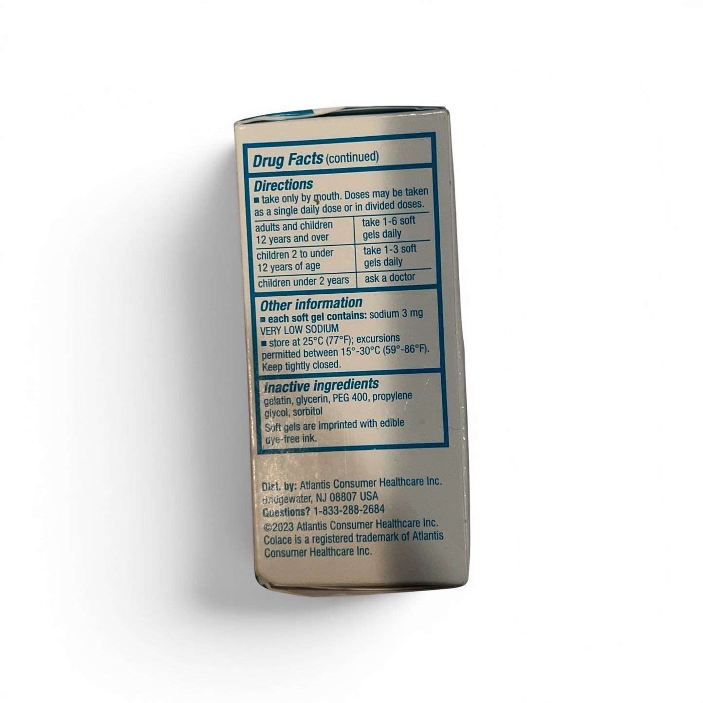 Colace Stool Softener 50mg 42 Softgels Constipation Relief