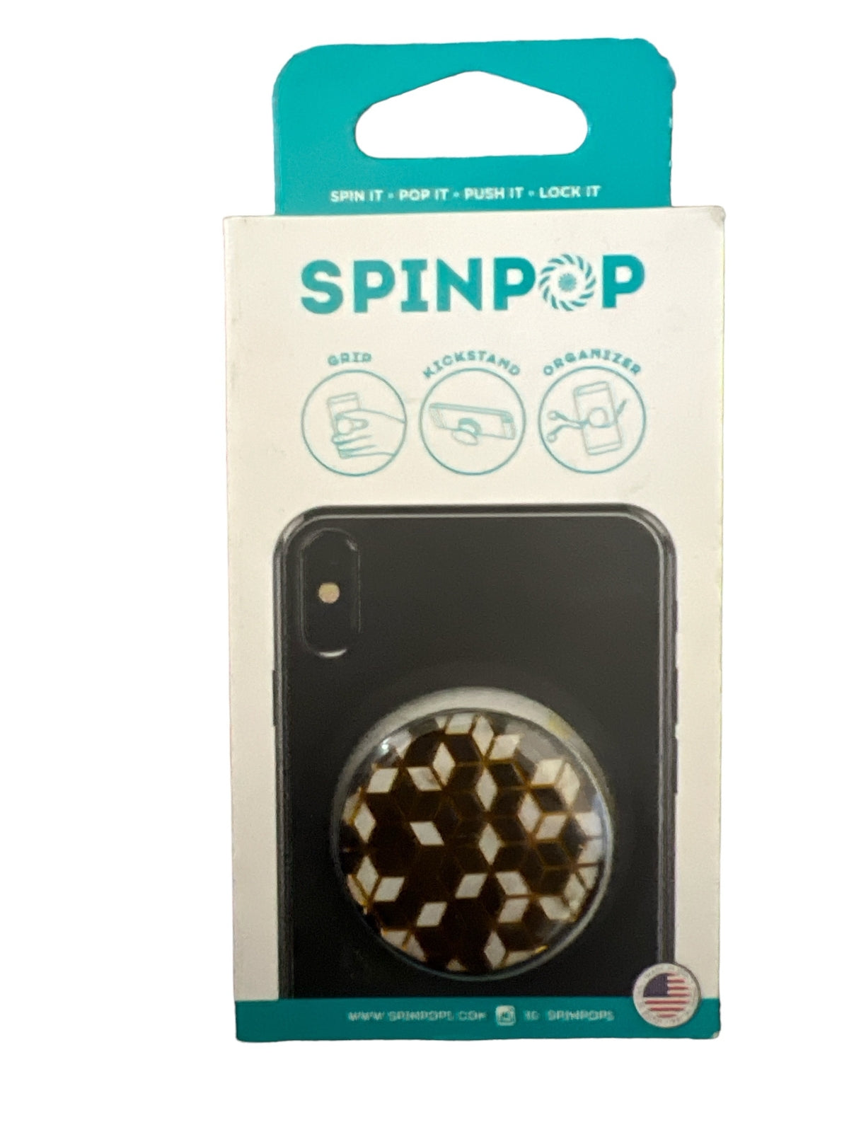 Geometric Phone Grip & Pop-Up Kickstand Organizer - SpinPop