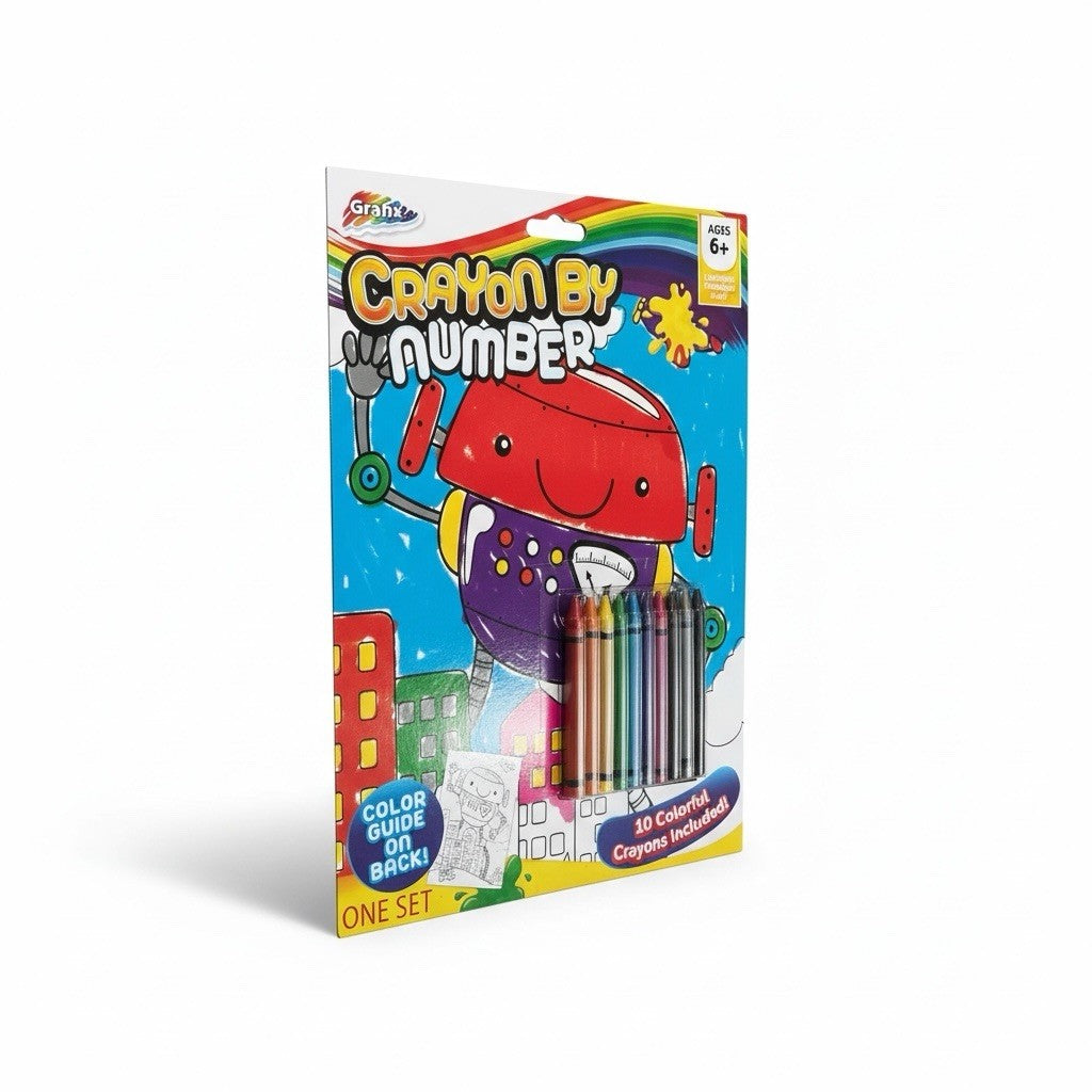 Crayon By Number Coloring Kit, 10 Crayons Kids - Grafix