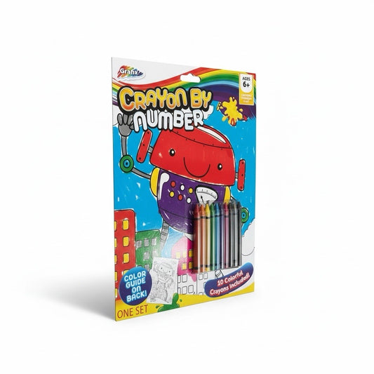 Crayon By Number Coloring Kit, 10 Crayons Kids - Grafix
