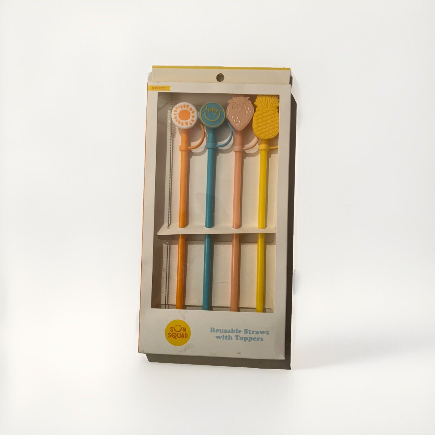 Reusable Straws Set with Colorful Toppers - Sun Squad