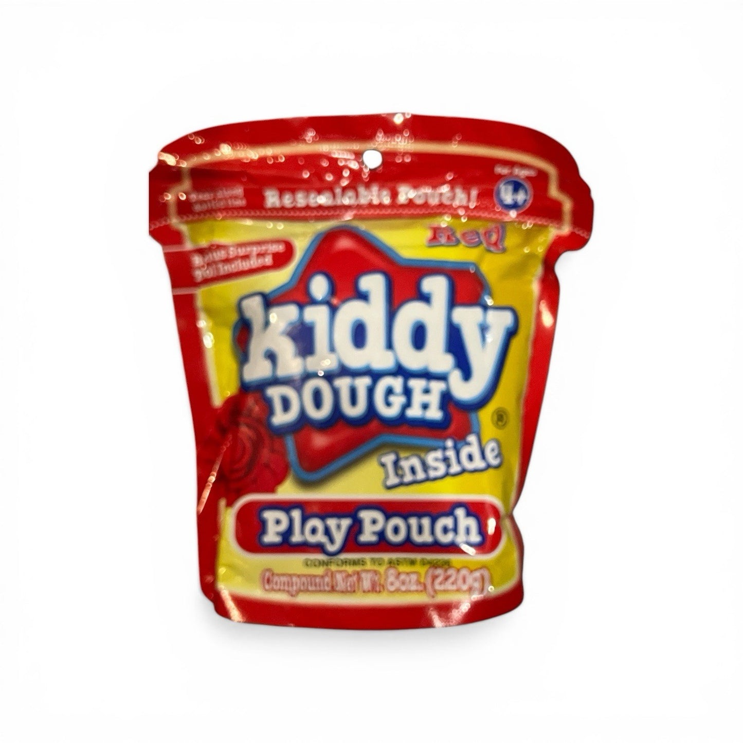 Kiddy Dough Red Play Pouch 8oz with Surprise Tool