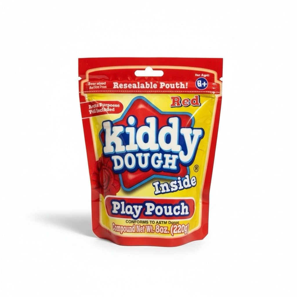 Kiddy Dough Red Play Pouch 8oz with Surprise Tool