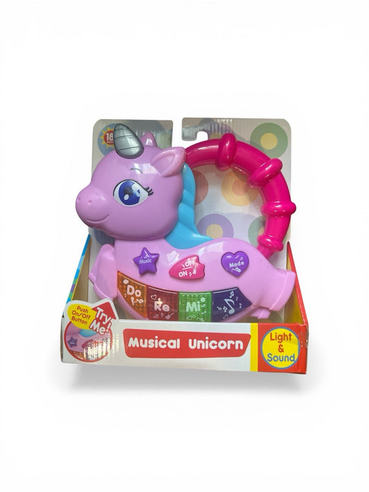 Musical Unicorn Baby Toy with LED Lights, Pink Plush