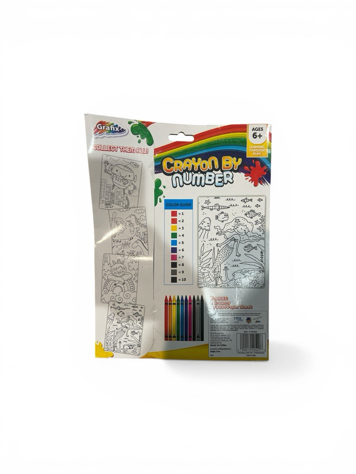 Grafix Crayon by Number Mermaid Coloring Kit, 10 Crayons