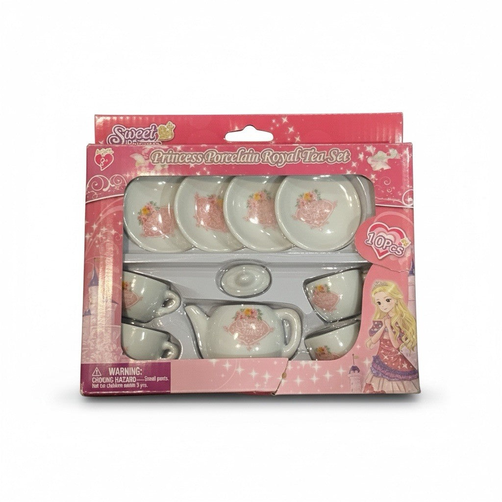 Porcelain Princess Tea Set 10-Piece Kids Pretend Play Toy