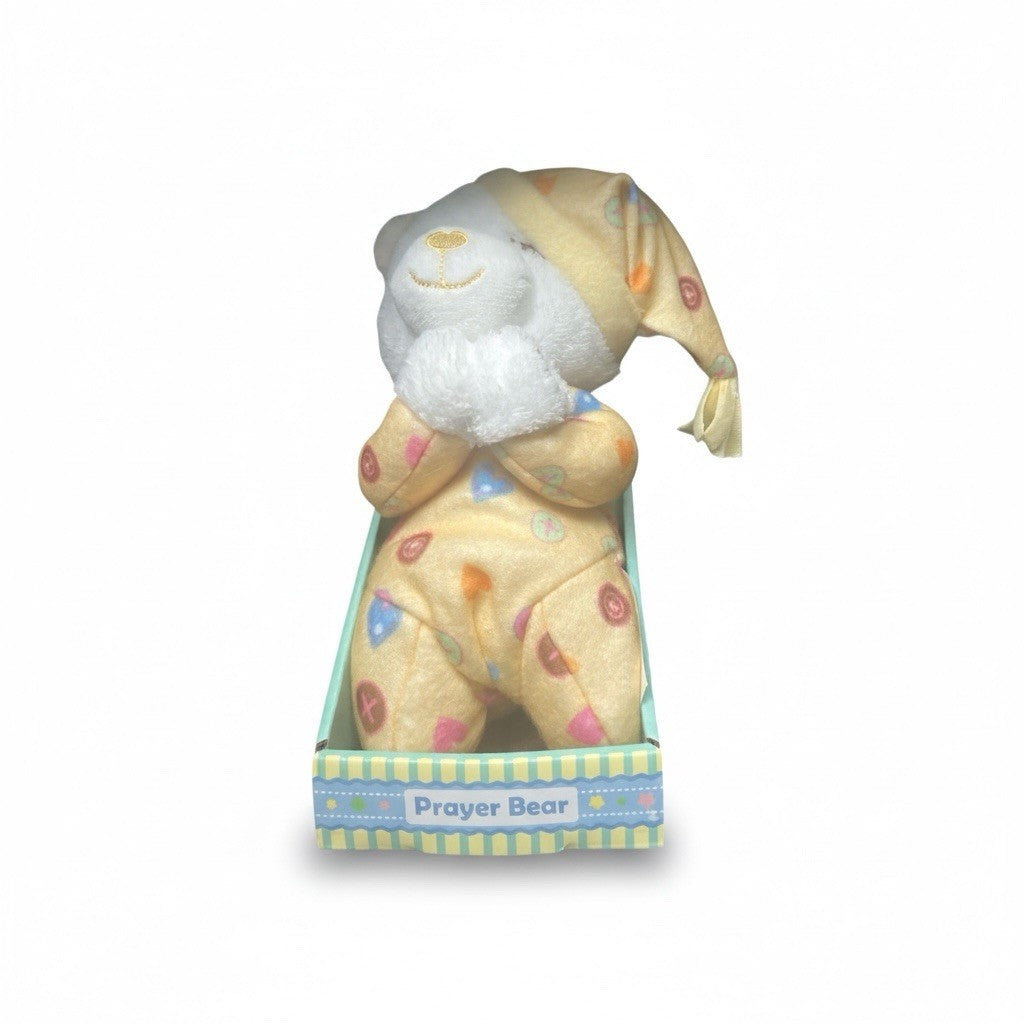 Prayer Bear Plush - White Talking Stuffed Animal in Yellow