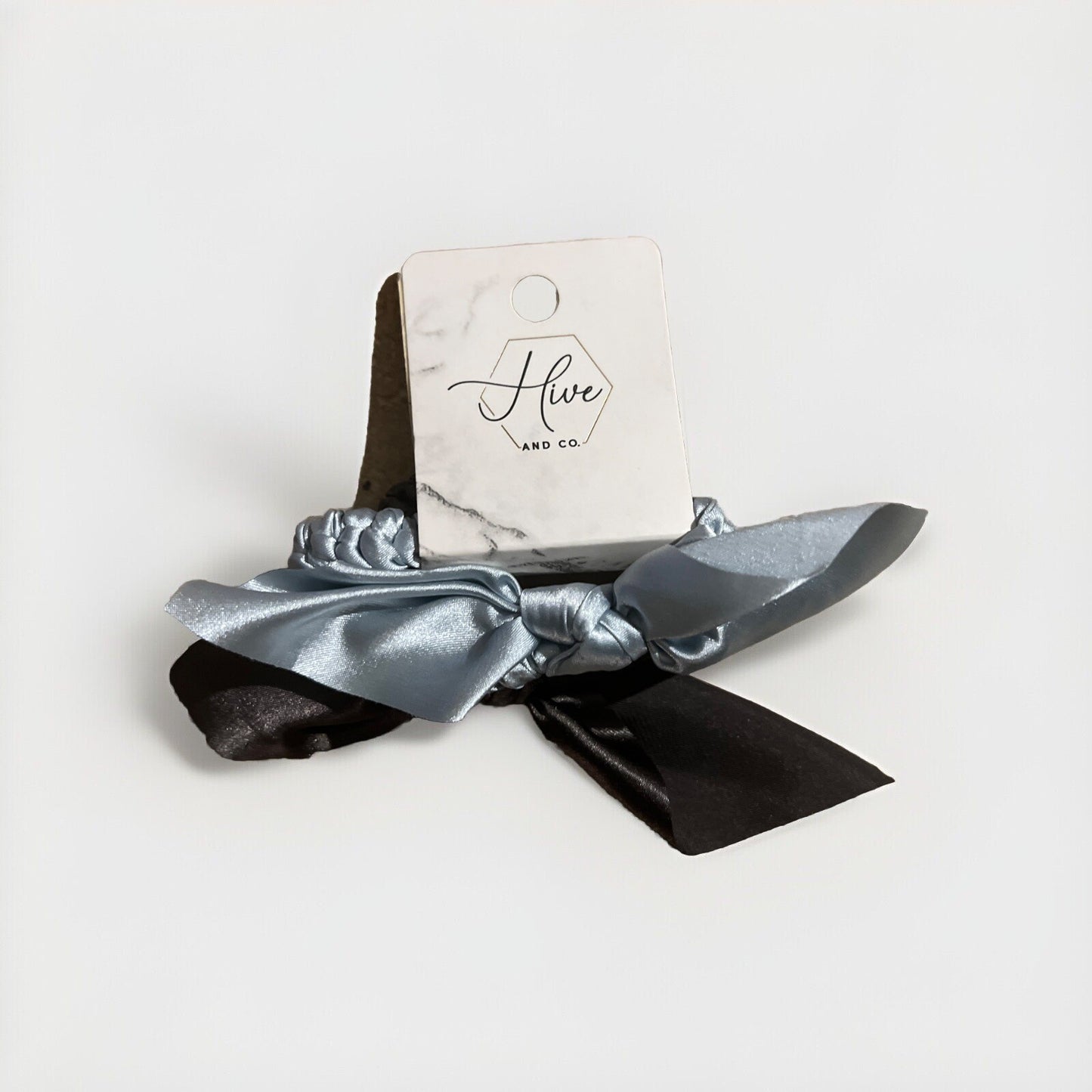 Hair Ties with Bow 2-Pack - Blue & Gray - Hive & Co