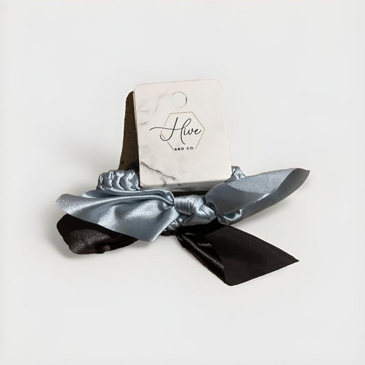 Hair Ties with Bow 2-Pack - Blue & Gray - Hive & Co