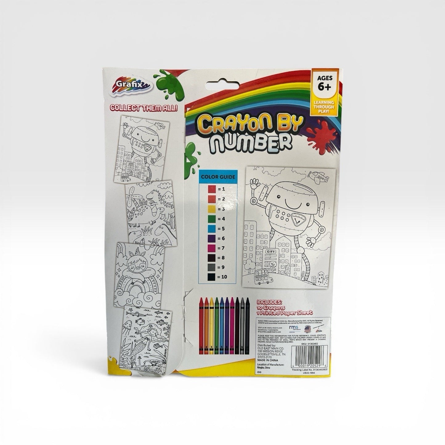 Crayon By Number Coloring Kit, 10 Crayons Kids - Grafix