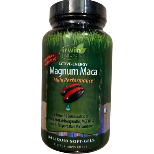 Irwin Naturals Magnum Maca Male Performance | 84 Softgels | Exp. 04/2025 | Boost Vitality & Stamina - Bazrify