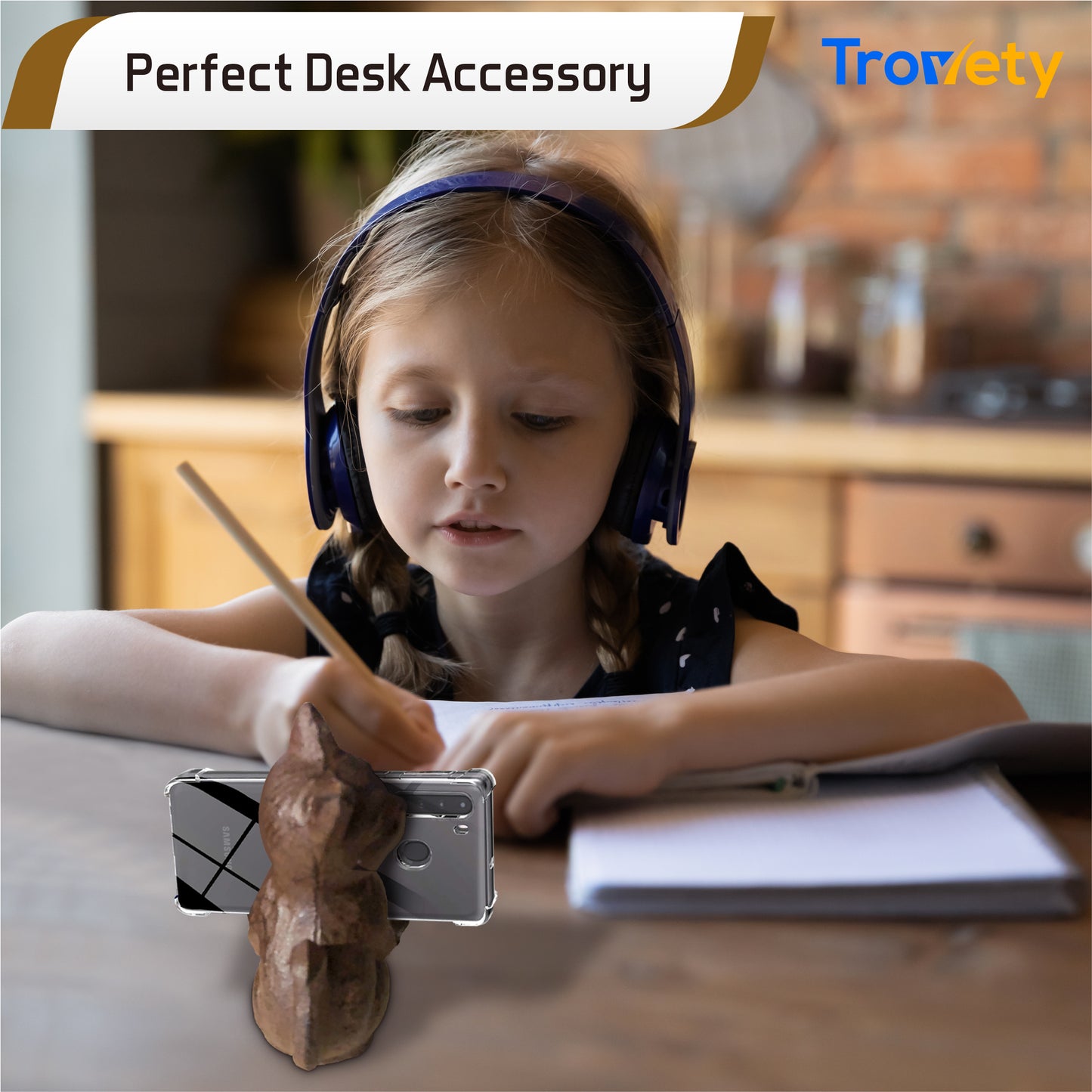 Bronze Cast Iron Cell Phone Stand, Desk Holder - Trovety