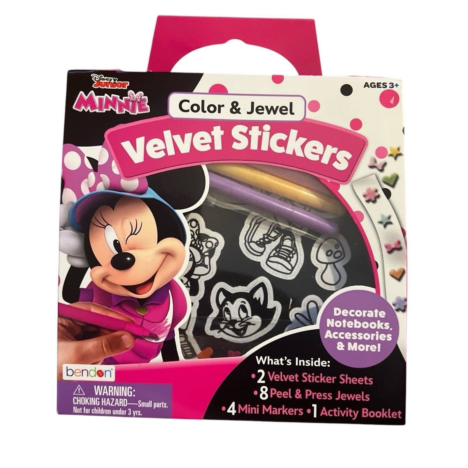 Disney Minnie Mouse Color and Jewel Velvet Stickers for Decorating Notebooks and More