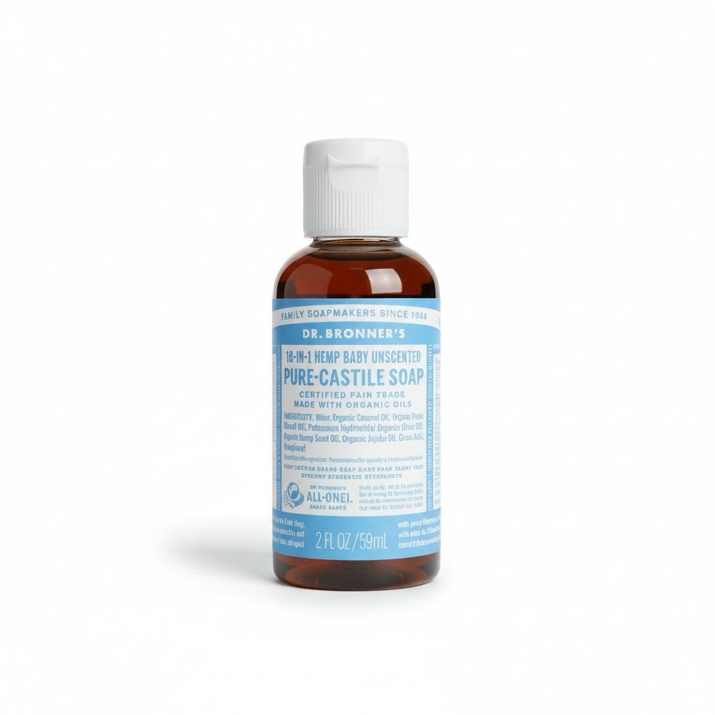 Dr Bronners 18-in-1 Baby Unscented Organic Pure Castile Liquid Soap Travel Size 2 oz