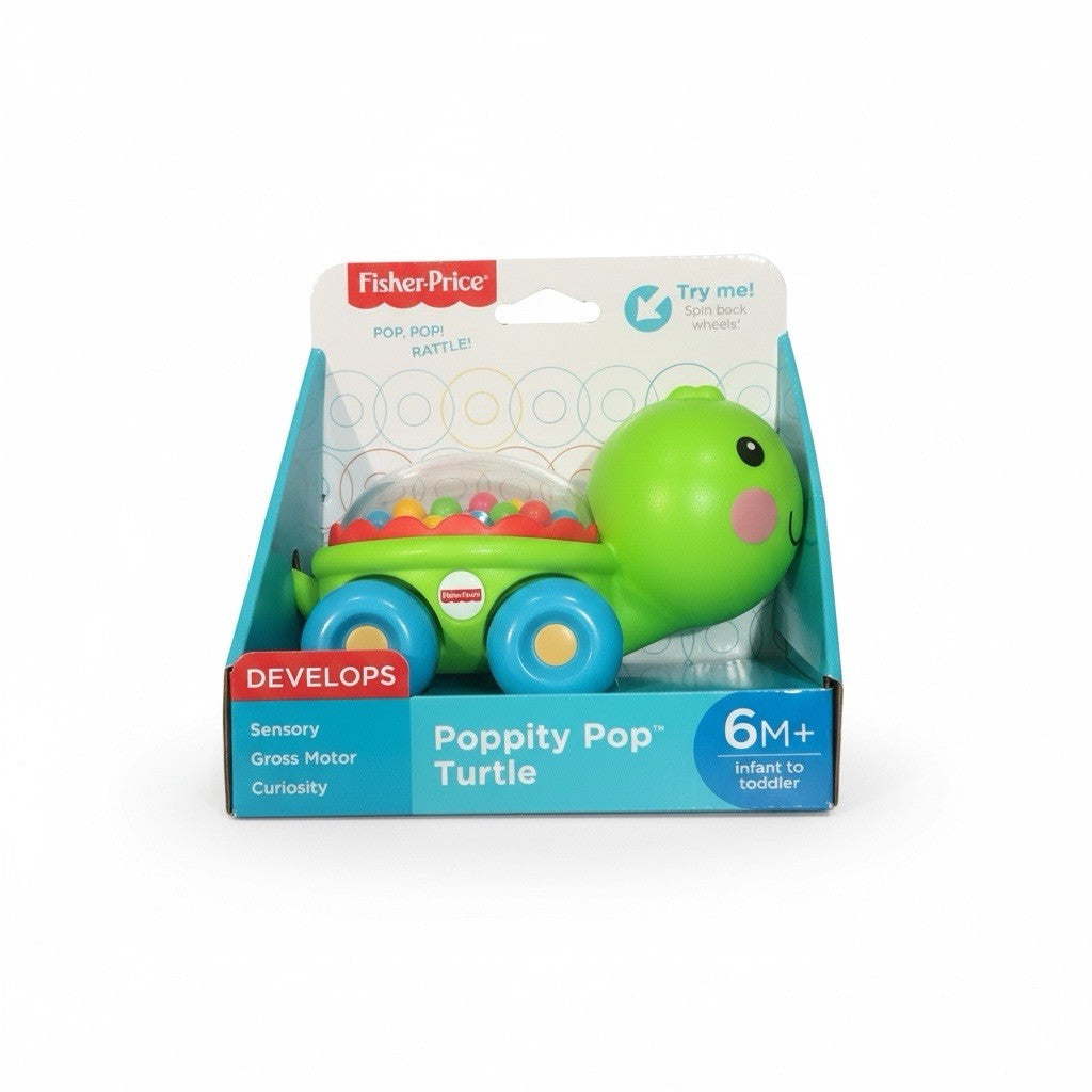 Fisher-Price Poppity Pop Turtle toy packaging on a white background