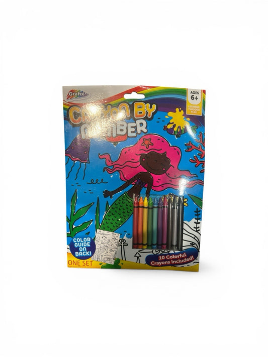 Grafix Crayon By Number Mermaid Coloring Kit 10 Crayons Age 6+