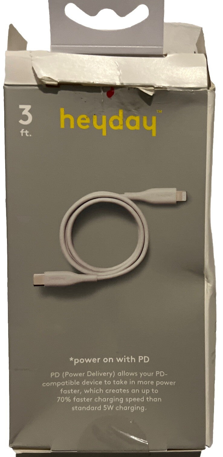 Lightning to USB-C Cable 3 ft White - Heyday Fast Charging