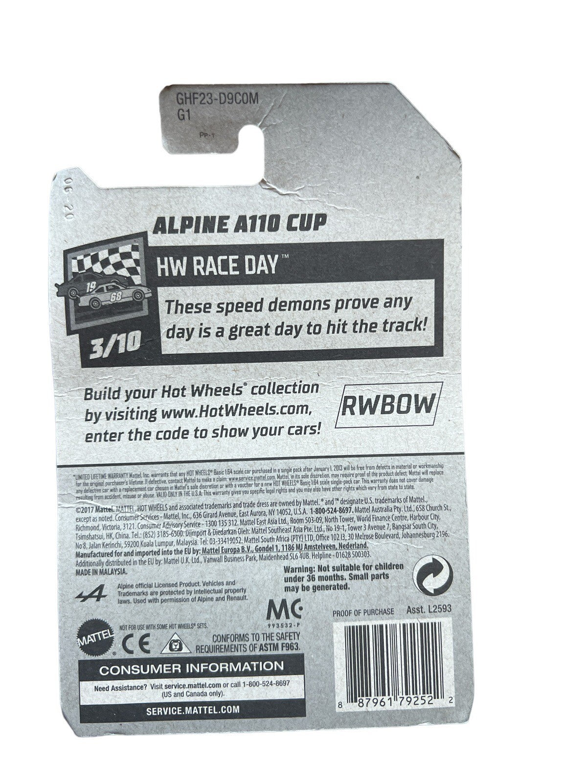 Hot Wheels Alpine A110 Cup Silver Die-Cast Car - Race Day