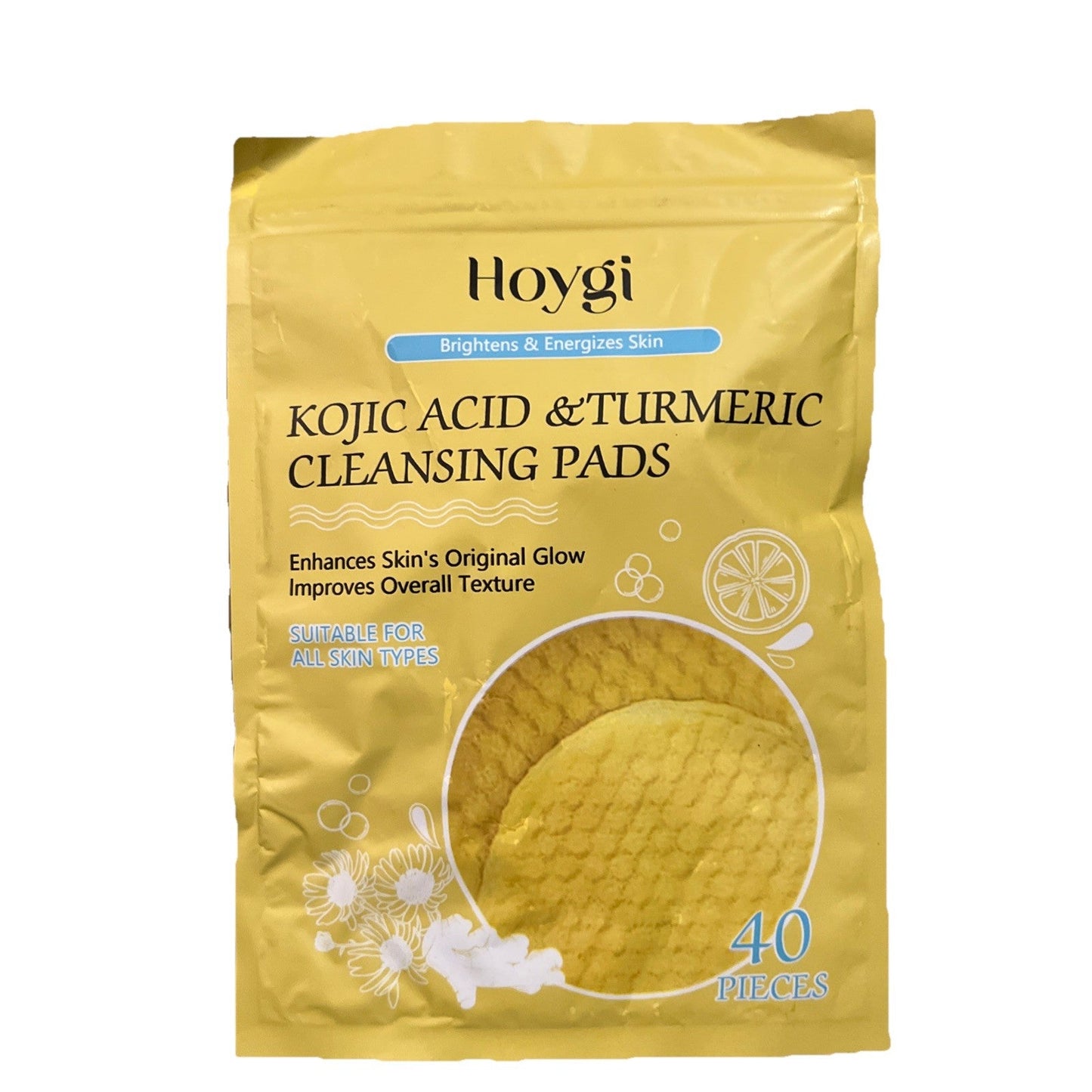 Hoygi Kojic Acid Turmeric Cleansing Pads 40 Pads Brightening Exfoliating Skincare | Bazrify