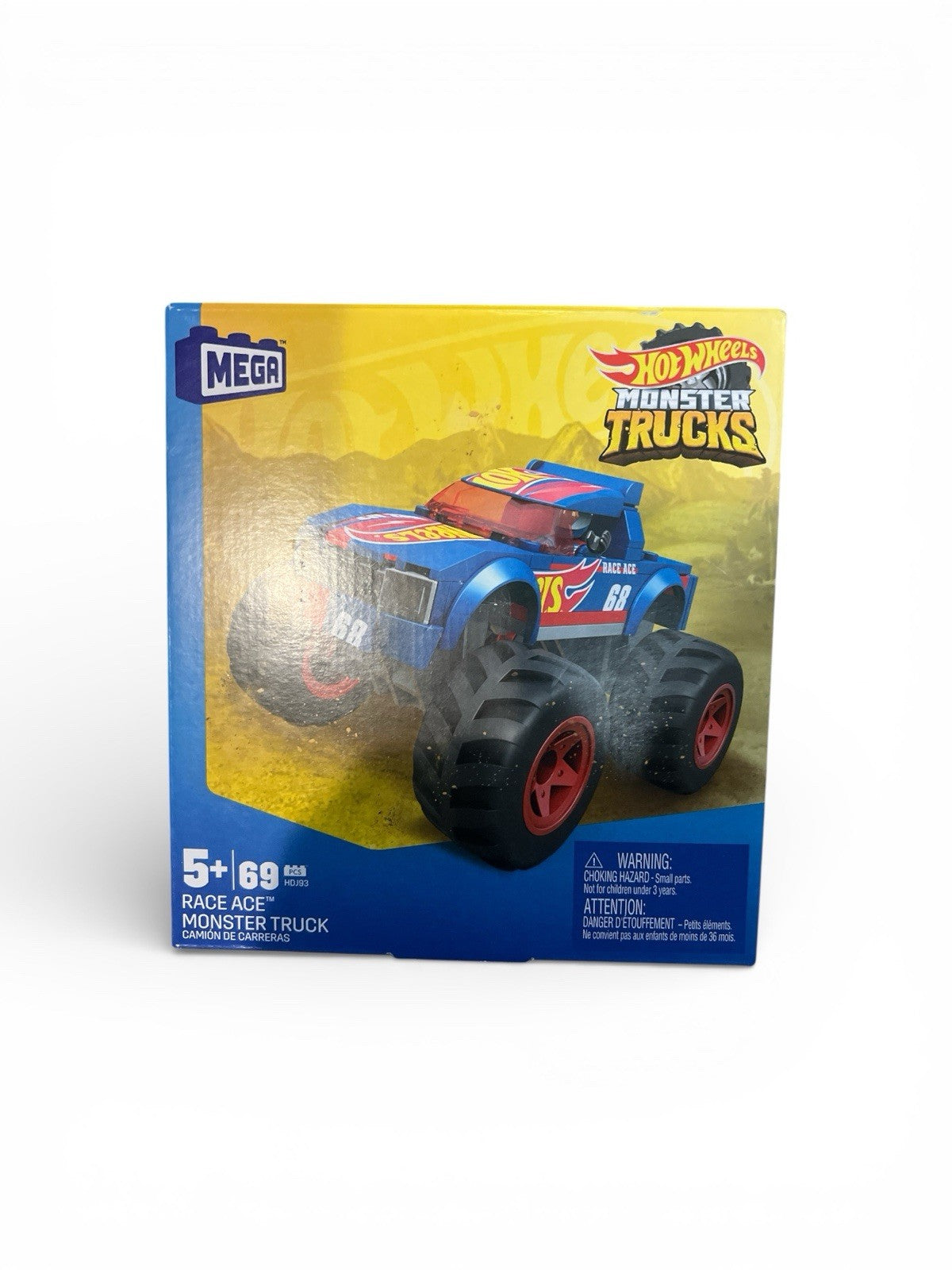 Mega Hot Wheels Race Ace Monster Truck Building Set 69 Pieces Kids Construction Toy