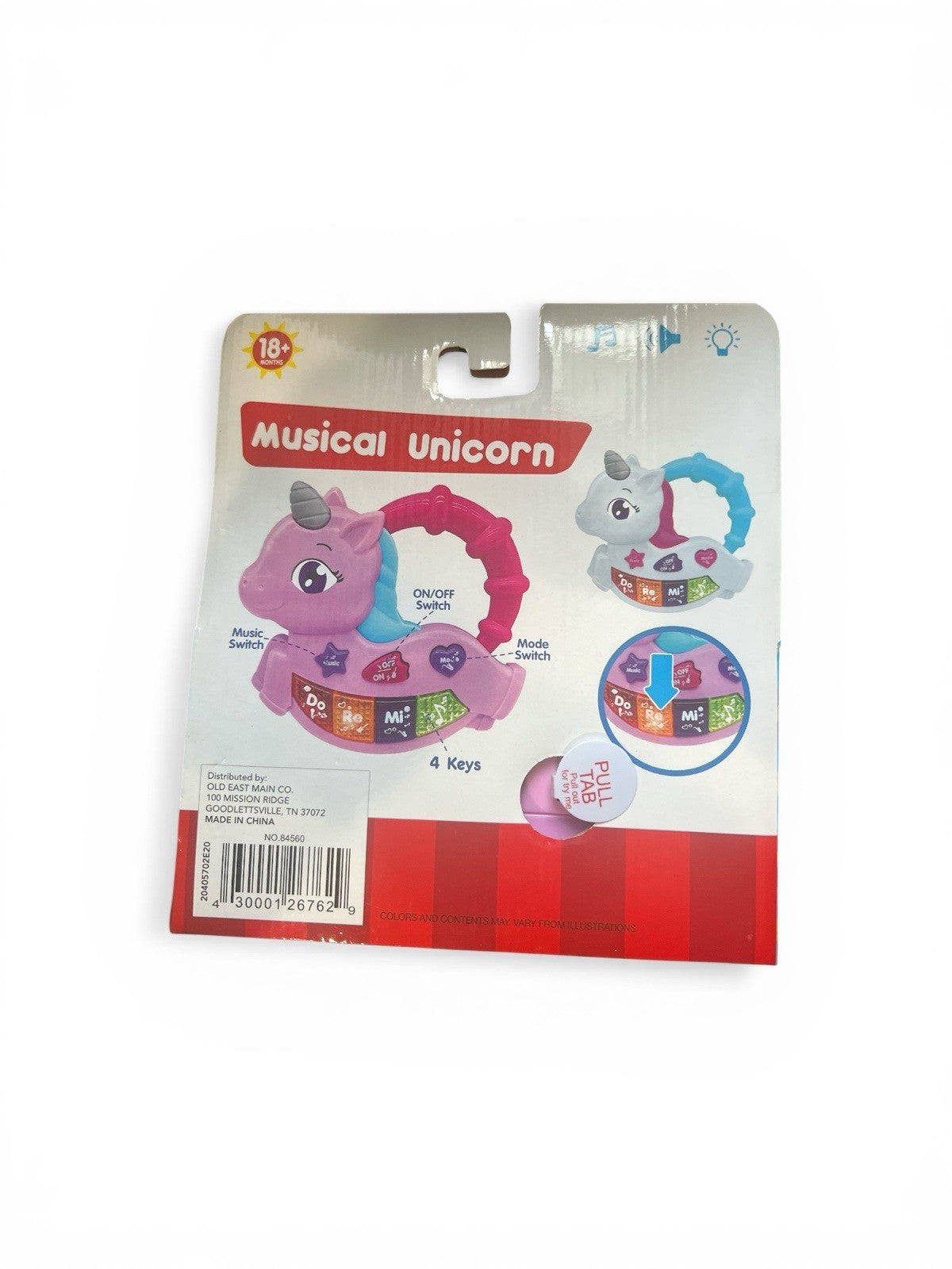 Musical Baby Unicorn Toy Pink LED Lights for Infants