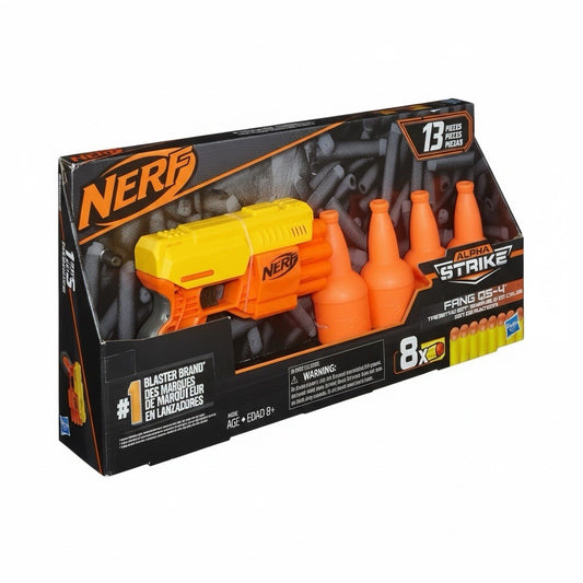Nerf gun and dart set packaging with visible branding on a white background