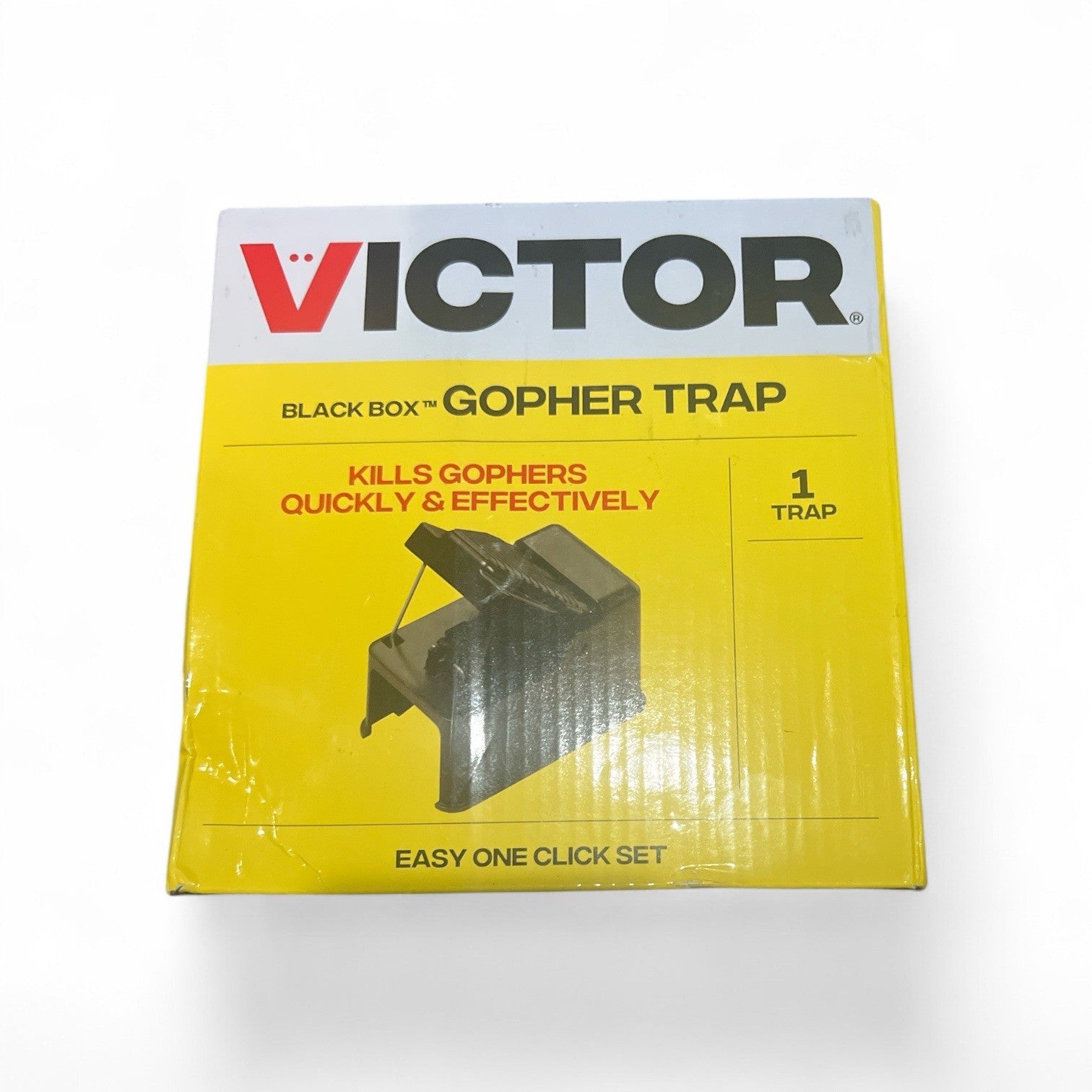 Victor black box gopher trap packaging on a white background