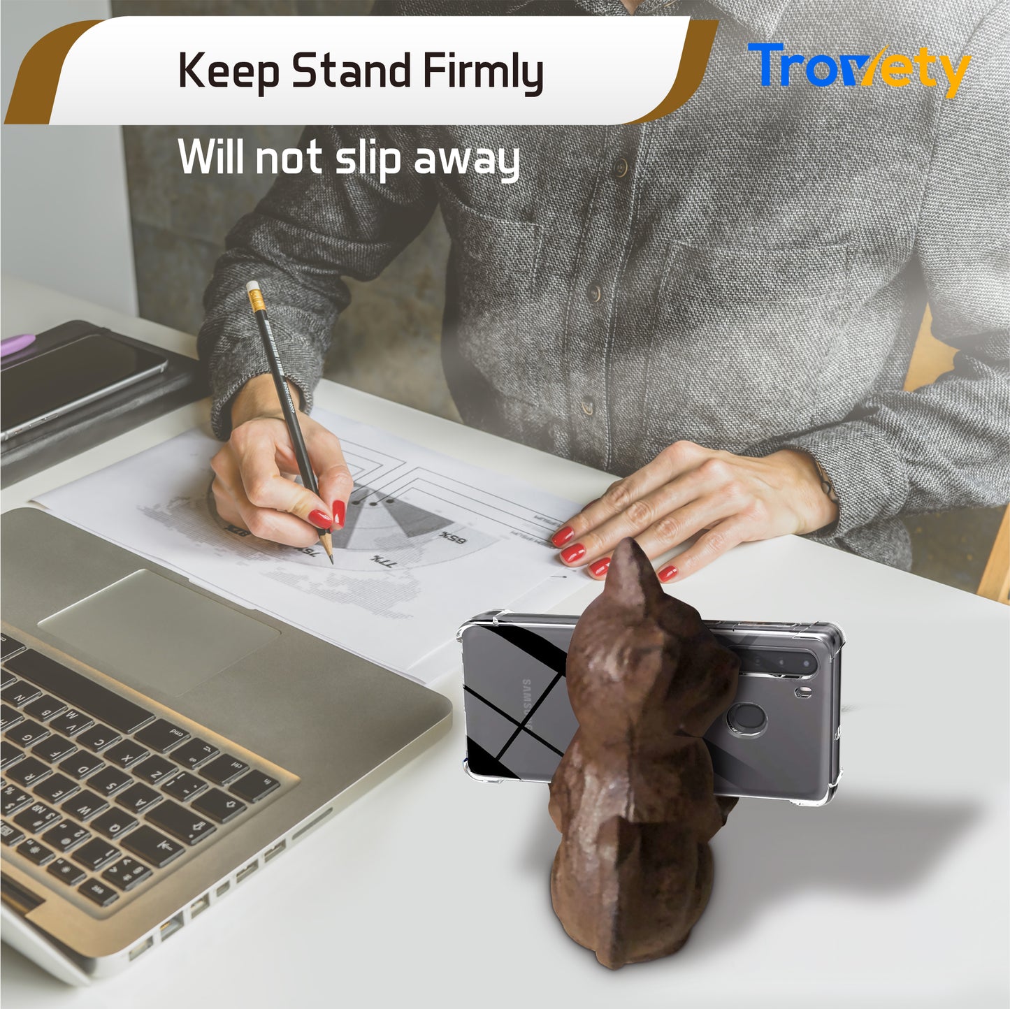 Bronze Cast Iron Cell Phone Stand, Desk Holder - Trovety