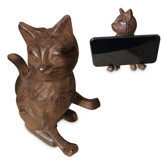 Trovety Bronze Cast Iron Cell Phone Holder Desk Stand 1 Tier Compatible with Smartphones and Tablets