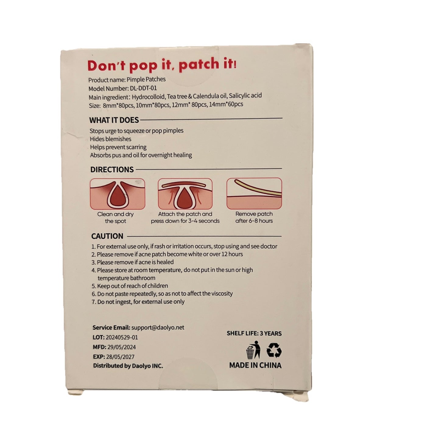 Hydrocolloid Pimple Patches, 4 Sizes, 300 Count Acne Patch