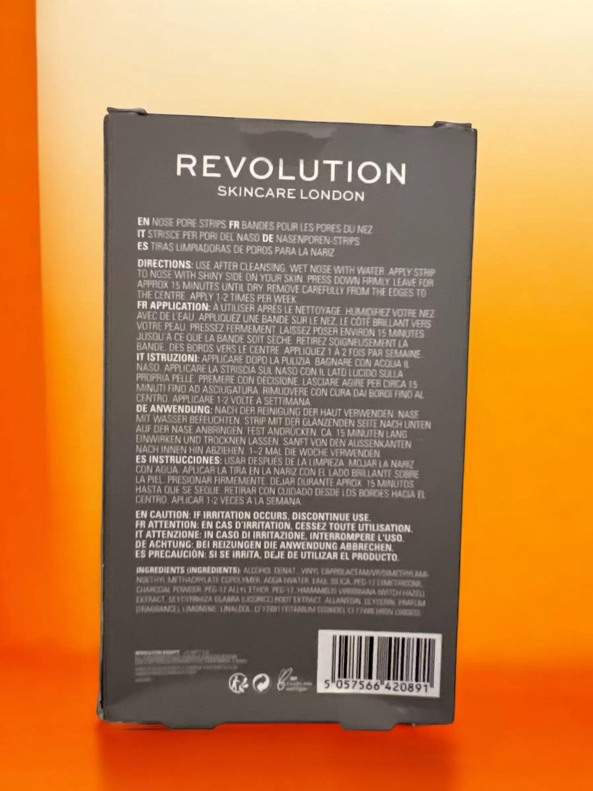 Charcoal Nose Pore Strips, 6 Count, Revolution Skincare