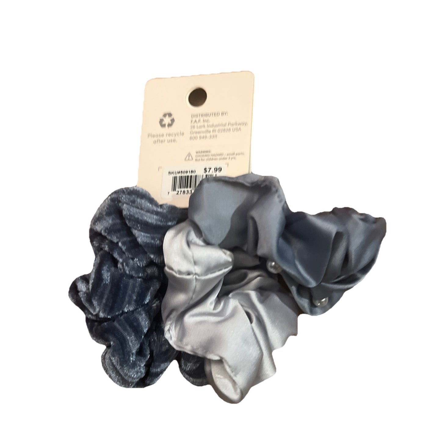 Blue Hair Scrunchies 3-Pack Stylish Accessories Hive & Co