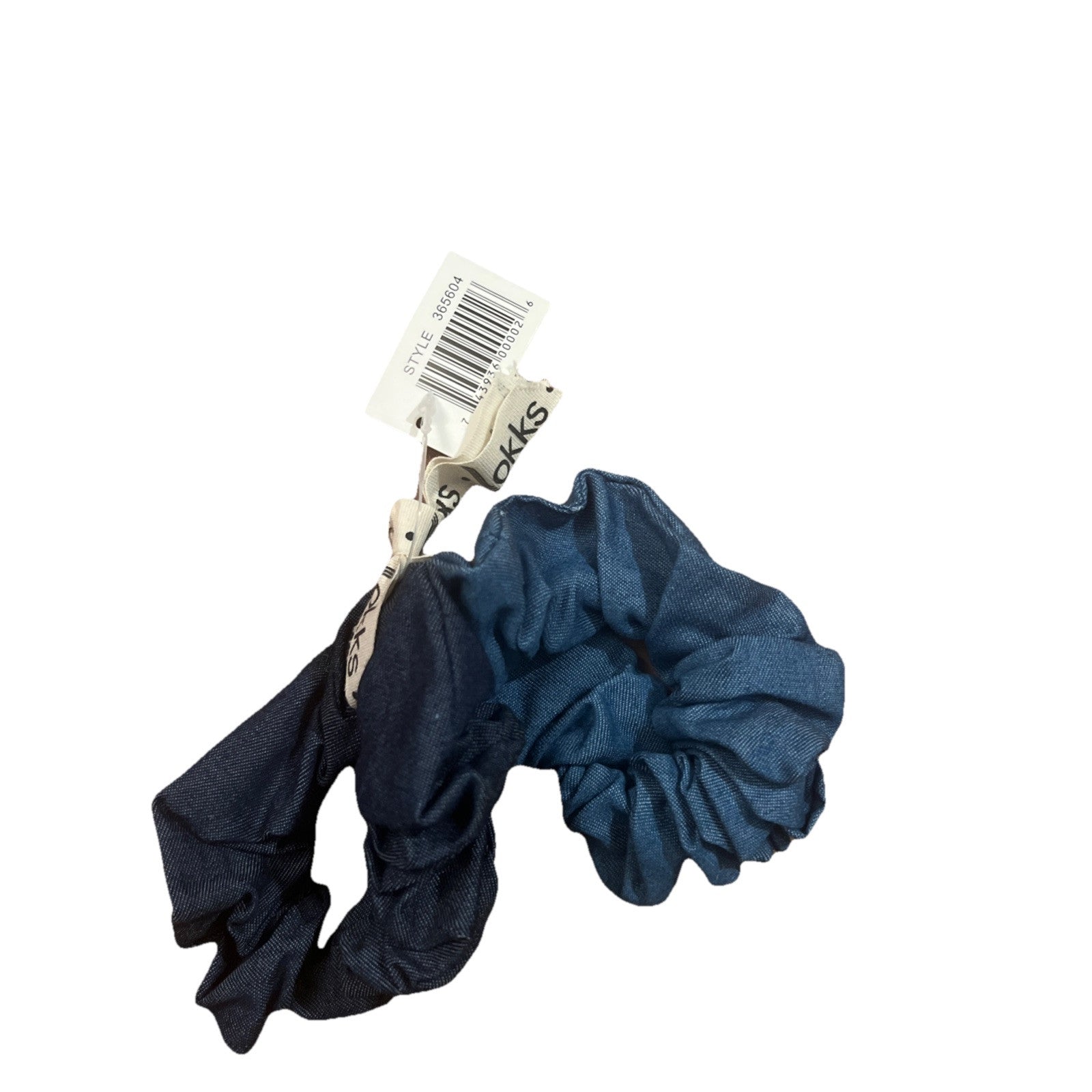 Lokks Elastic Hair Scrunchies Denim Blue 2 Count Stylish Hair Accessories | Bazrify