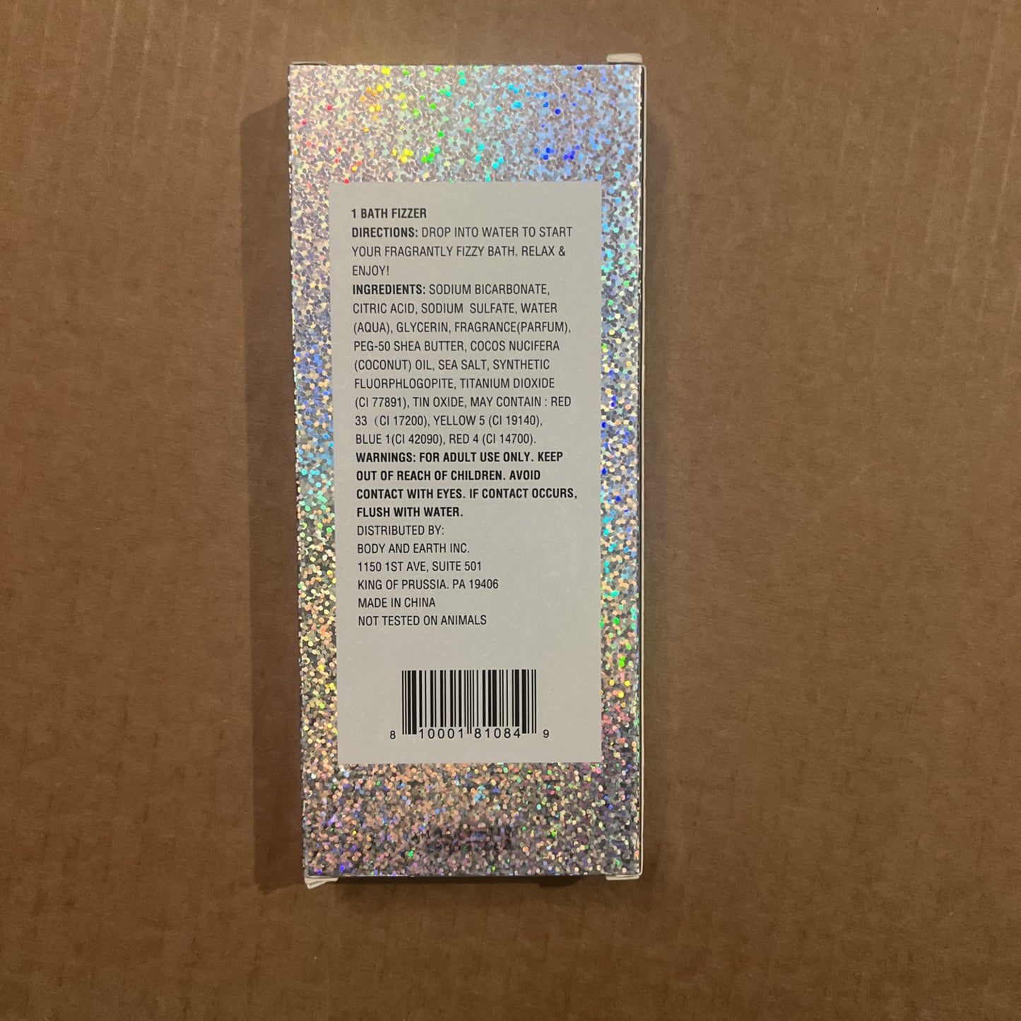 Shimmer Bath Fizzer Bar, Sugar Berry by Body & Earth