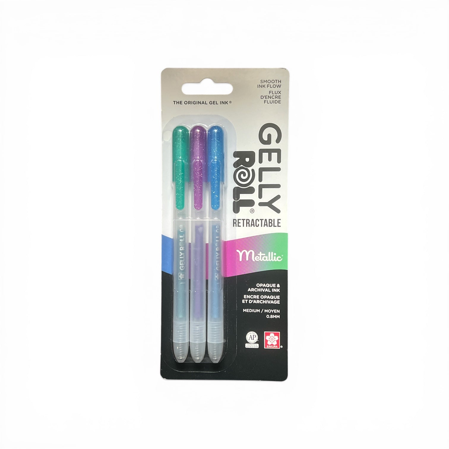 Sakura Gelly Roll Retractable Medium Point Pens 3 Pack Metallic Gel Ink | Bazrify