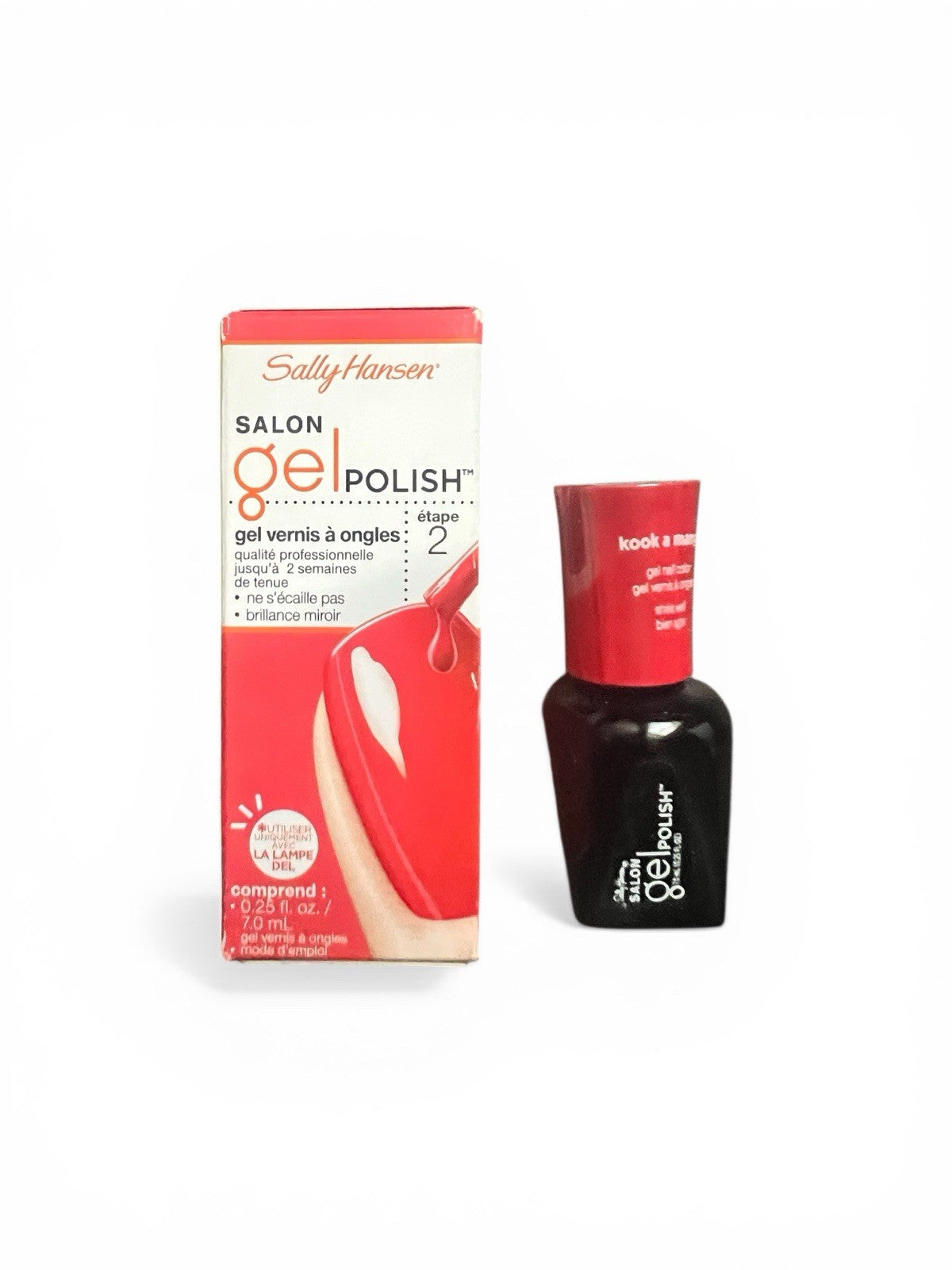 Sally Hansen Salon Gel Polish set with red and black packaging on a white background